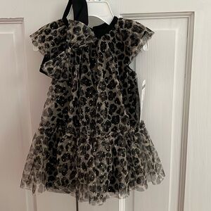 baby leopard short sleeve dress with matching headband. new with tags